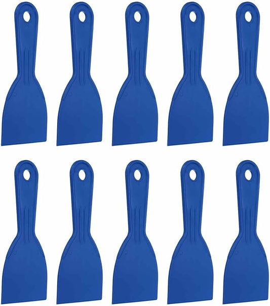 HARFINGTON 10pcs Putty Knife Scraper 3" Width Flexible Plastic Putty Knife Paint Scraper Tool for Taping Drywall Spreading Painting Wall Scratching Blue