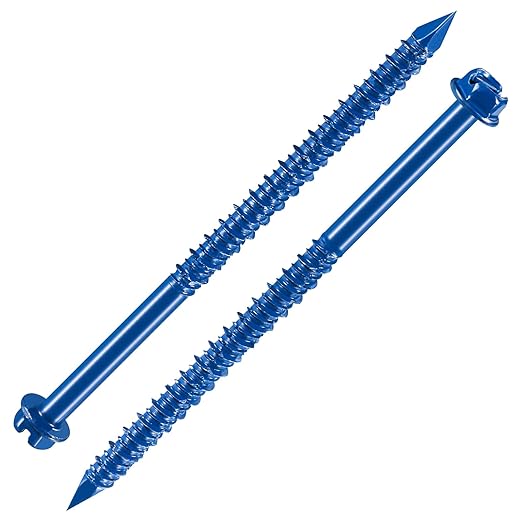 Wensilon(30 PCS) 1/4" * 4" Slotted Hex Concrete Screws Anchor Blue Hexagon Head for Anchoring to Masonry, Block or Brick Stucco