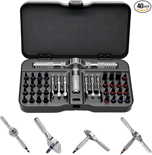 2026 New 40 In 1 Magnetic Ratchet Screwdriver Set, DIY Ratchet Screwdriver Set with T Handle Detachable, Multifunctional Precision Repair Tool With Detachable Handle for Computer, Furniture (1)