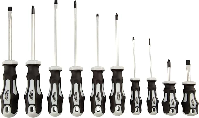 Blackout XP 10-Piece Slotted & Phillips Screwdriver Set Plus Zippered Carrying Bag | Precision Magnetic Screwdriver Tool Set, Black (10 Piece)