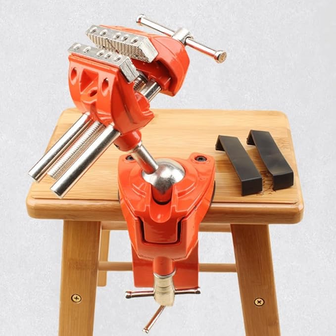 SYLPHID Bench Vise 3 Inch Heavy Duty, 360째 Swivel Base & Clamp-On Workbench Vise, Cast Steel Multi-Purpose Table Vice for Woodworking, Metalworking, Drilling, Sawing, DIY Projects