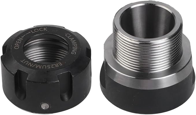 Spindle Extension Rod Thread Adapter ER11 ER16 ER20 ER25 ER32 Collet Chuck with Nut Compatible with CNC Motor Rotor for Industrial Engraving and Milling Machine Use(ER25-ER25 With Nut)