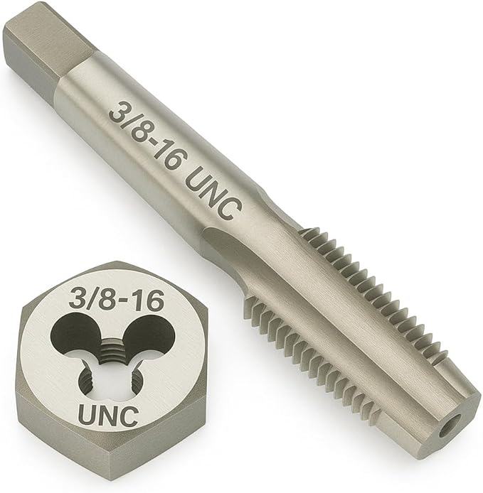 Yamesh 3/8"-16 Thread Tap and Die Set HSS Tap with GCr15 Alloy Steel Hex Die Right Hand Thread Repair Tool for Metalworking and Machinery