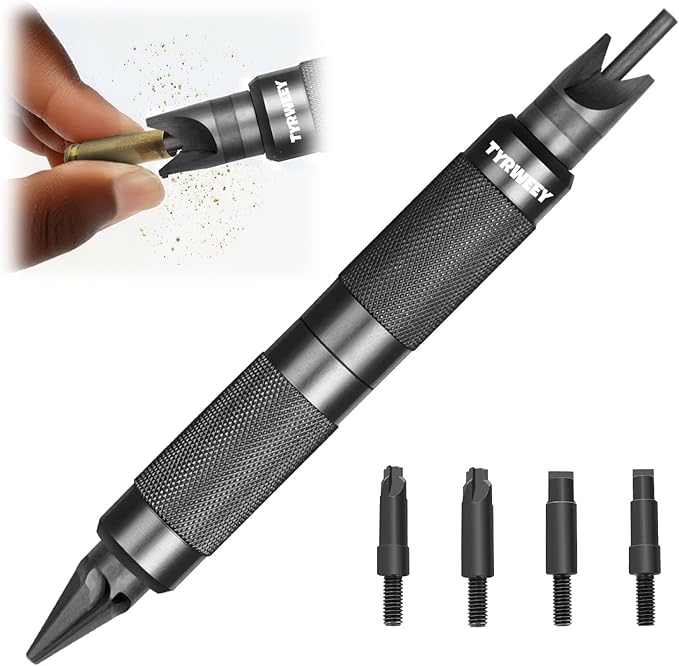 Case Prep Multitool, Case Chamfer Deburring Tools for Reloading, Primer Pocket Reamers and Cleaners for Removing Crimps(Black)