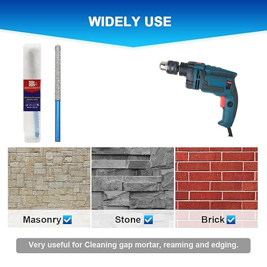 Diamond Mortar Raking Bit - BRSCHNITT 4pcs Mortar Raking Tuck Pointing with Carbide Tipped for Granite Marble Concrete Masonry Stone Removals Vacuum Brazed Bit Round Shank(7.2 * 74mm)