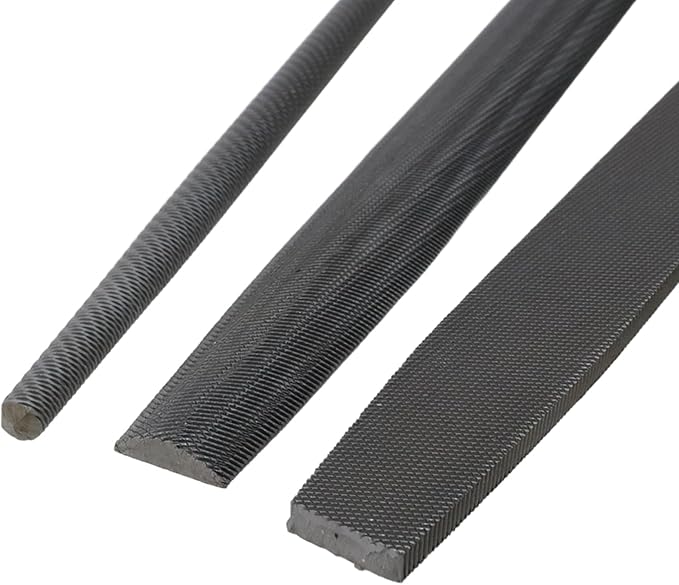 3-Piece Set 8in Length File (Flat, Round and Half-Round), High Carbon Steel Hand File for Refining, Removing, Shaping and Scraping Projects