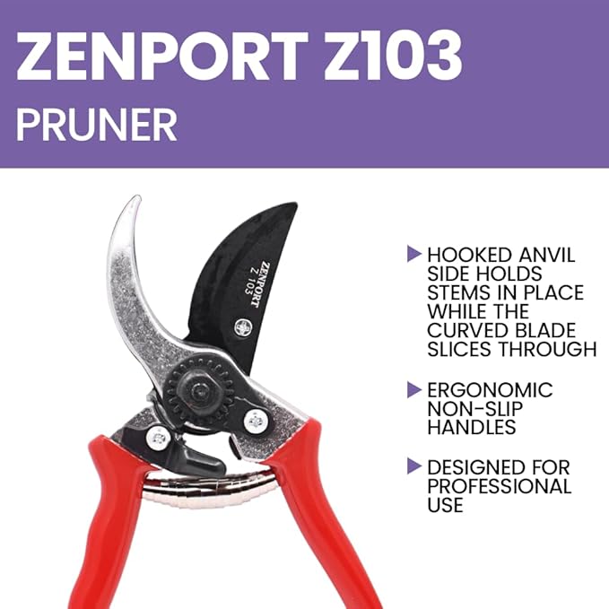 Zenport Pruner Z103 Large Landscape Crew, 1-Inch Cut, Die Cast Aluminum Handles, 8.5-Inch, orange