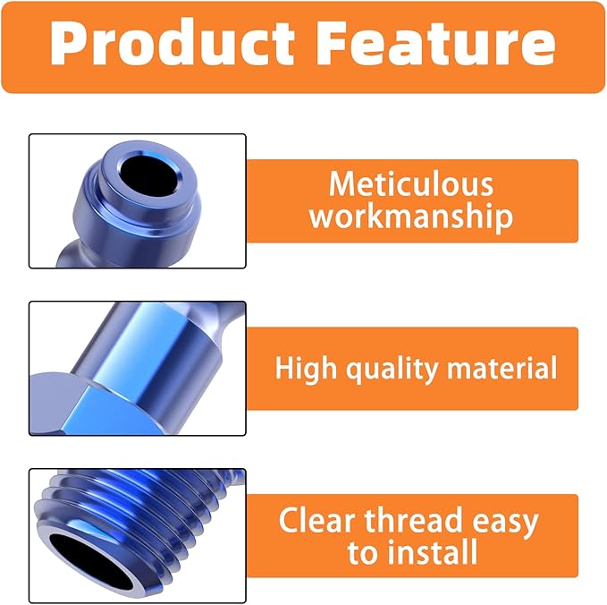 GASHER 10PCS 1/4-Inch NPT Male Blue Aluminum Industrial Air Plug, Pneumatic Plugs 300PSI
