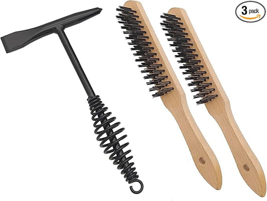 Welding Chipping Hammer with Coil Spring Handle,10.5",Cone and Vertical Chisel,11" Wire Brush