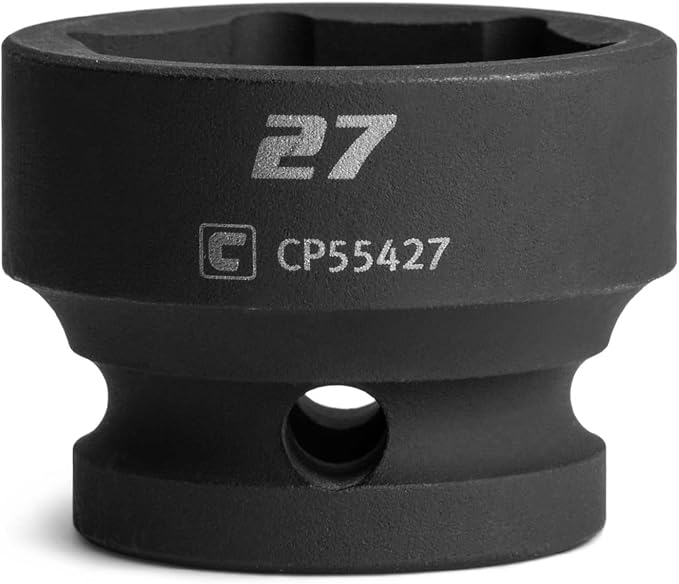 Capri Tools 27 mm Stubby Impact Socket, 1/2 in. Drive, 6-Point, Metric