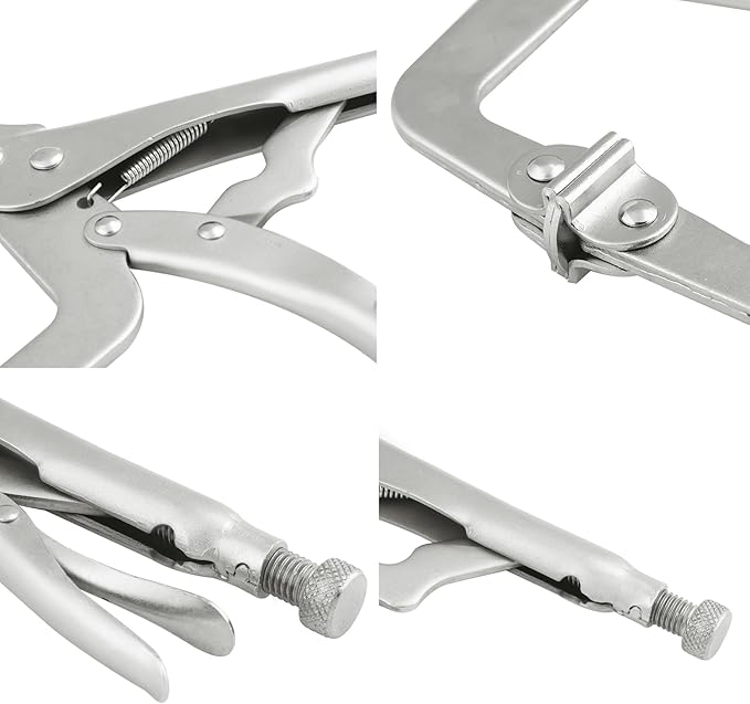 4 Pack 14 Inch C Clamp Locking Pliers,Locking C Clamp, Adjustable Nickel Plated C Pliers For Wood Working, Welding, Electrician Maintenance and more, by GENHAKON