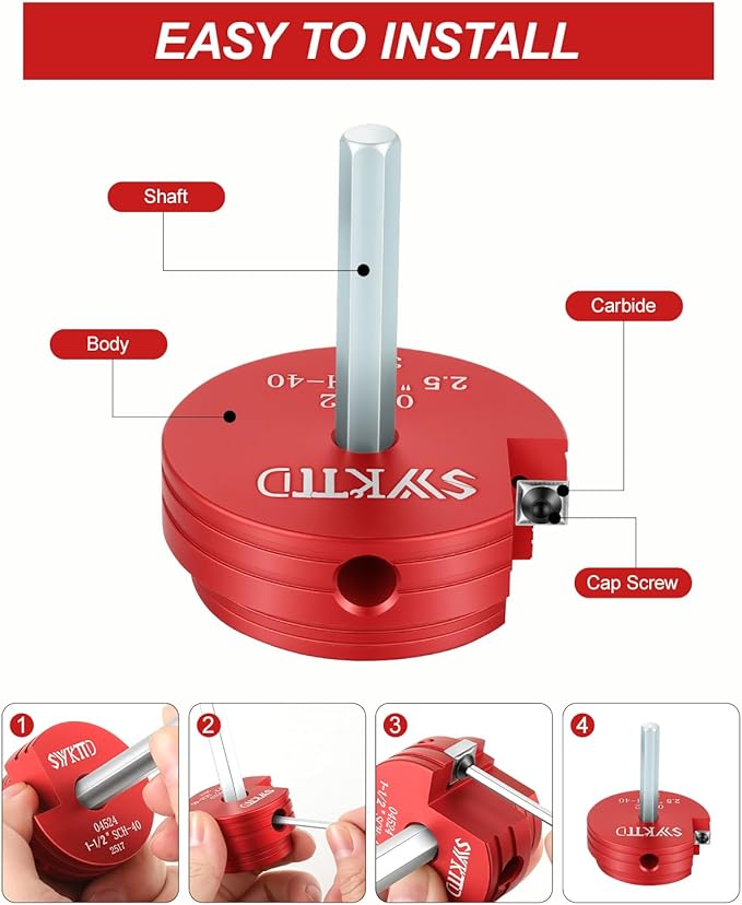9pcs PVC Pipe Reamer Kit, PVC Fitting Saver with 1/2" Drills - 1/2",3/4",1",1-1/4",1-1/2",2",2.5",3",4??Inner Socket Fitting Saver For SCH40, CPVC, ABS.
