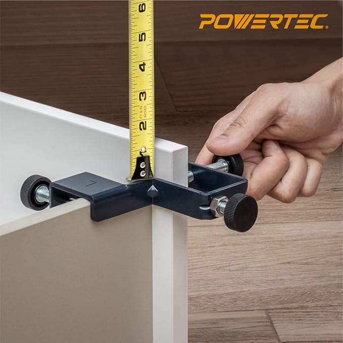 POWERTEC 72222 Cabinet Hinge Jig w/Drawer Front Installation Clamps Kit, Concealed Hinge Jig w/ 35mm Forstner Bit, Drawer Face Clamp for Cabinet Door Mounting, Cabinet Hardware & Drawer Front Panel