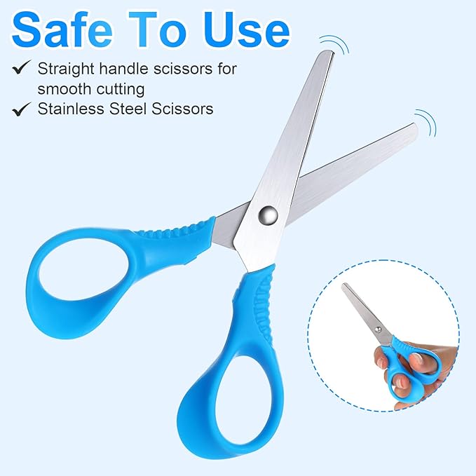 Reginary 36 Pcs Kids Scissors Bulk 5 Inch Student Children Blunt Tip Safety Scissors Multipurpose Rounded Tip for Office Home School Craft Supplies, Multicolor