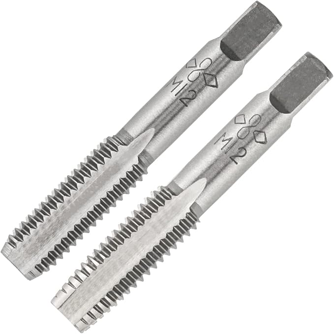 Aceteel M12 X 1.75 Metric Hand Tap, Right Hand M12 X 1.75mm Threading Hand Tap 1Pair