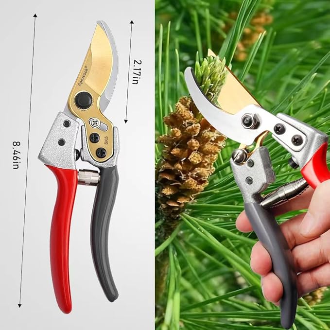 Professional gardening shears, made of SK5 stainless steel material, sturdy and durable, Dual color anti slip handle is easier to use 竊똞nd suitable for various tasks such as gardening pruning