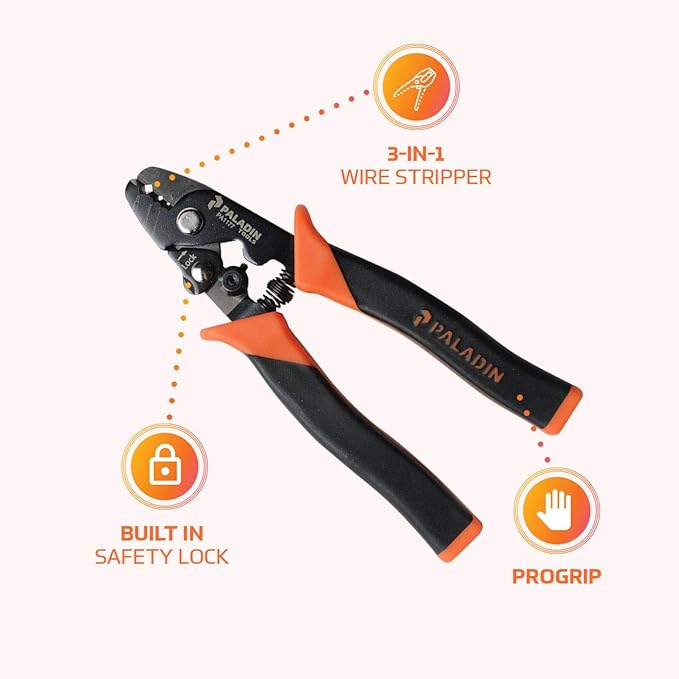 Paladin Tools PA1177 Pro-Grip 3-in-1 Fiber Optic Stripper, Professional Grade Adjustable Fiber Stripper