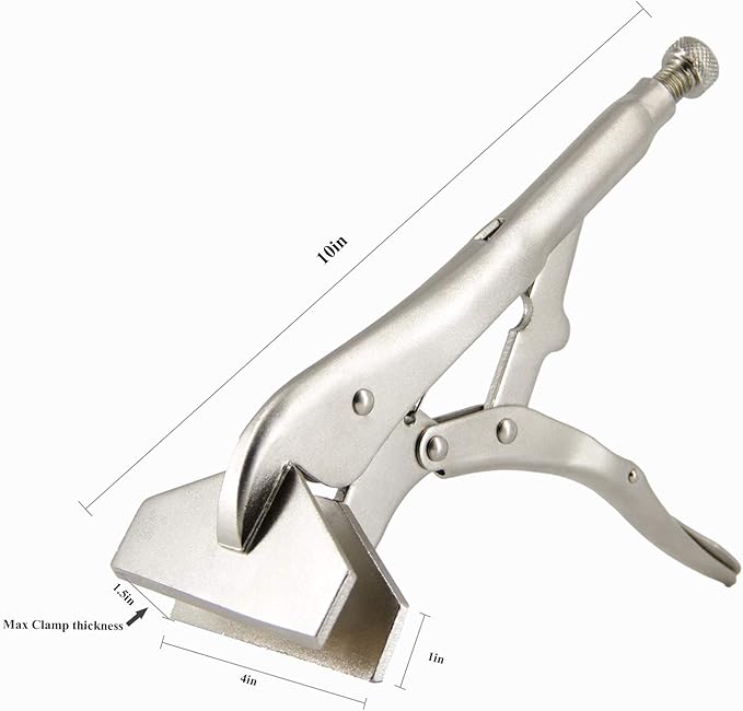 10-inch Locking Sheet Metal Clamp, Heavy Duty Sheet Metal Grip Tool, Heat-Treated Nickle Plated Welding Plier