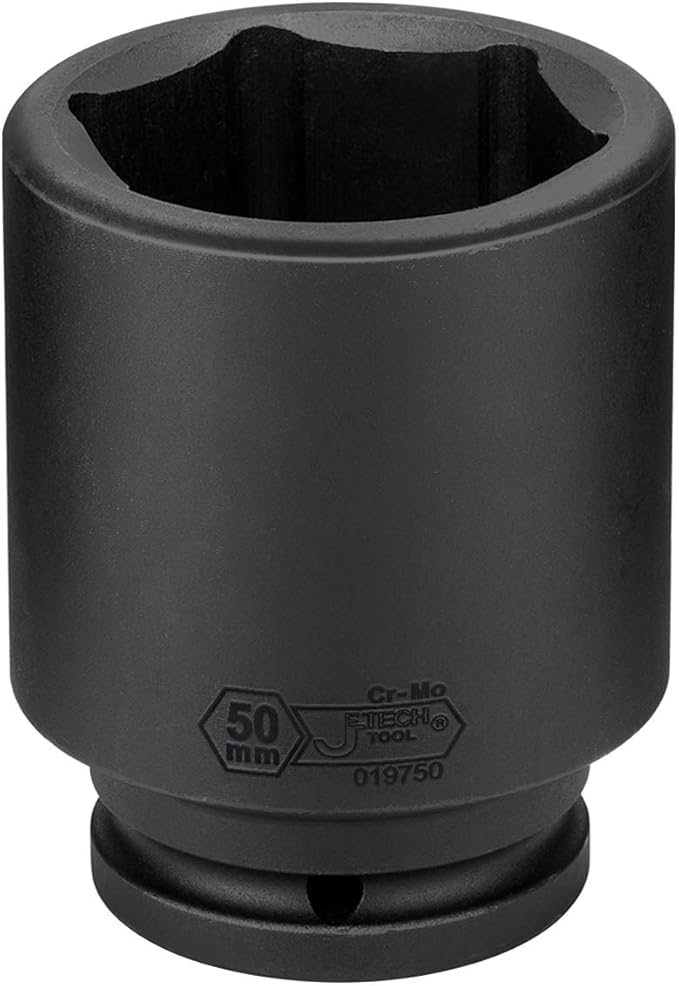 Jetech 3/4-Inch Drive 50mm Deep Impact Socket with 6-Point Design, Heat-Treated Chrome Molybdenum Alloy Steel, Metric