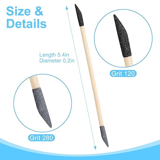 50PCS Premium Sanding Sticks, Double End Matchsticks Sanding Twigs of 120/280 Grit, Fine Detailing Polishing Sticks for Plastic Models/Wood/Metal/Small Area/Hole Sanding, 5.4 x 0.2 Inch