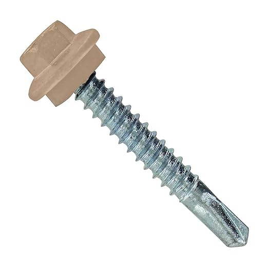 Fasteners Plus ST Fastening Maxx SteelBinder Metal to Metal #12 X 1-1/2" Tan Screws with EPDM Rubber Washer, 250-Count - Designed for Roofing and Siding Panels