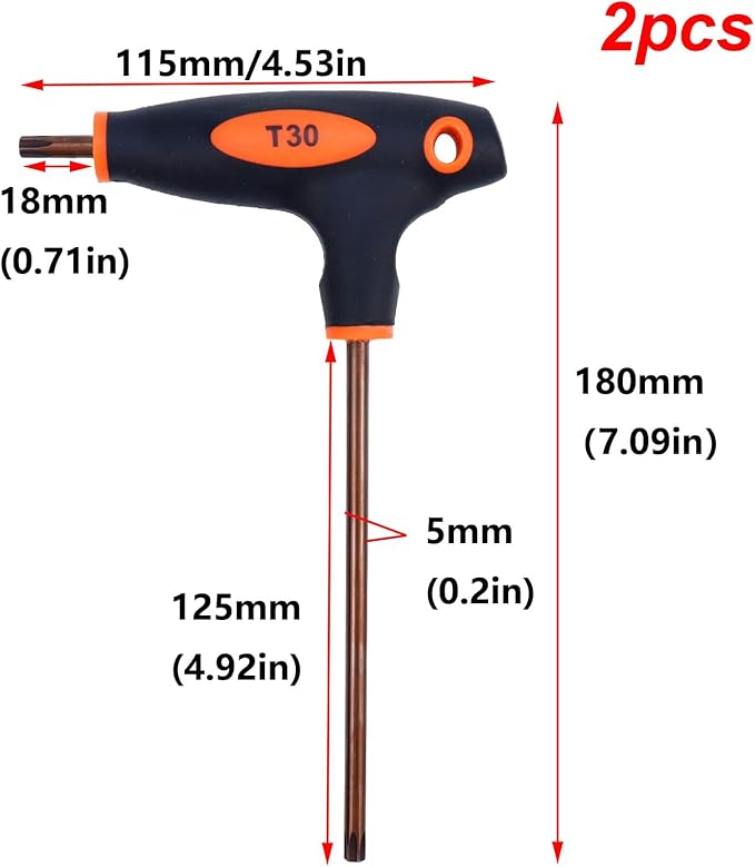 Antrader T30 Torx Screwdriver,Anti Tamper Proof Torx Key,S2 Steel T-Handle Dual End Wrench-2Pcs
