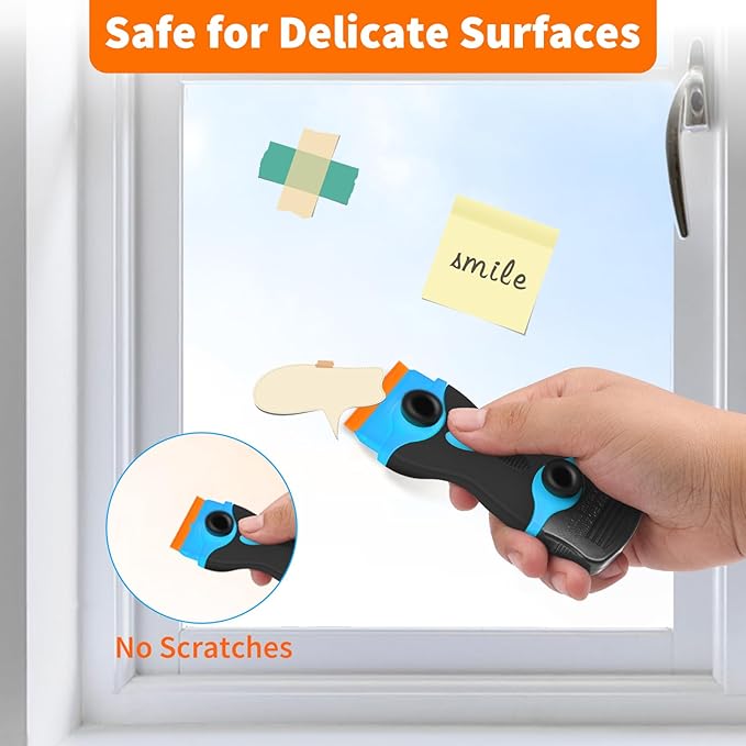 Plastic Razor Blade Scraper Double Ended - Scraper Tool With 40pcs Metal & Plastic Razor Blades, Vinyl, Paint, Sticker Removal Tool For Cleaning Car, Window, Glass, Wood, Non Scratch