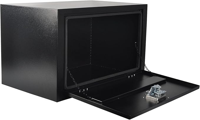 30 Inch Steel Tool Box with T-Handle Latch, Underbody Storage Truck Bed Organizer Toolbox for Trailer Pickup RV, Job Tool Chest, 30 X 18 X 18 Inch, Black