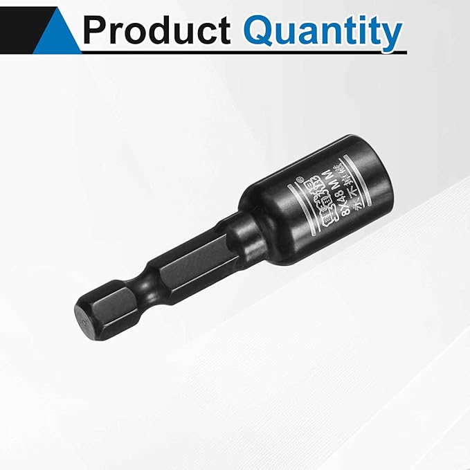 HARFINGTON Nut Driver Drill Bit 8mm Metric Socket 1/4" Hex Shank 2" (50mm) Long Magnetic 6-Point Sockets Quick Change CR-V Steel Bolt Setters for Power Drill Drivers