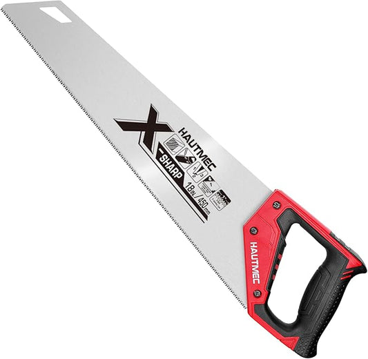 HAUTMEC 18" X-Sharp Pro Hand Saw for Speed and Quality Cuts, Universal Handsaw with 7 TPI /8PPI Triple Ground Teeth, 1mm Thick Blade Ergonomic Bimaterial Soft Handle – HT0151