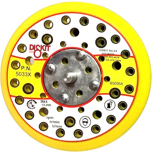 GripIt Sanding Pad 5033X: Firm, 5", Hook, 44 Hole, Low Profile, 5/16-24 Male