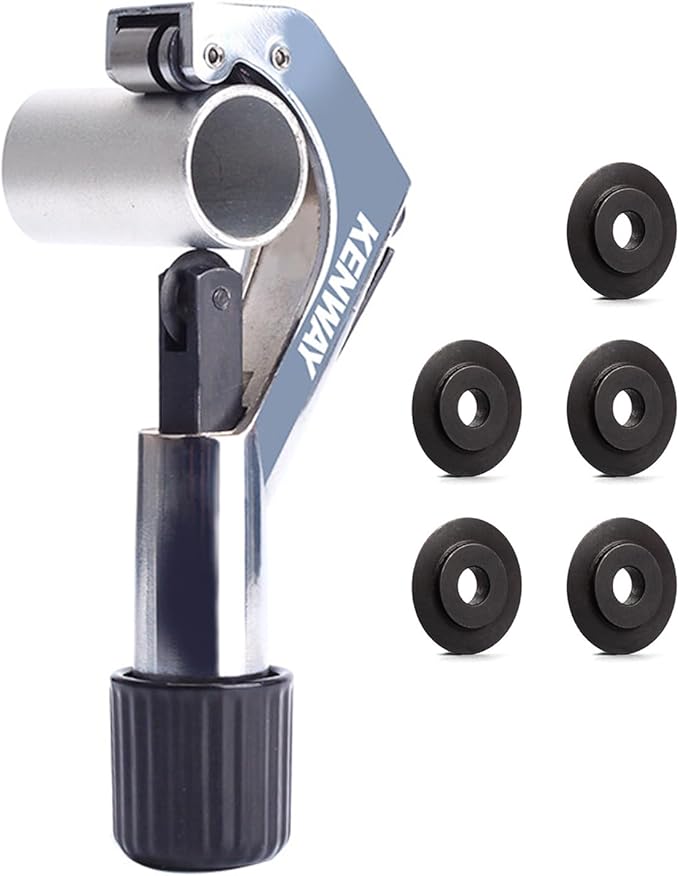 Road Mountain Bike Fork Steerer Seat Post Handlebar Tube Cutter Tool, Bicycle Metal Pipe Cutter Tool with 5pcs Cutter Wheels for Size 1/4"-1-5/8" (6mm-42mm)