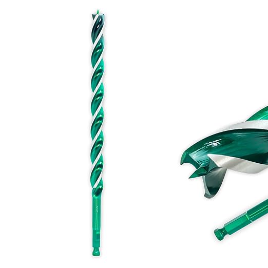 1-1/4" x 24" Auger Drill Bit for Wood, Hex Shank Tri-Flute Drill Bits, Ship Auger Long Drill Bit for Soft and Hard Wood, Plastic, Drywall, Tree Stump and Composite Materials