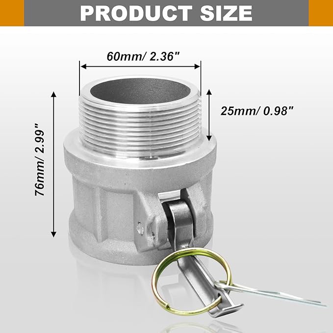 2" Aluminum Cam and Groove Hose Fitting, Global Type B200 Male Adapter x Female NPT Camlock Fitting, Pack of 2
