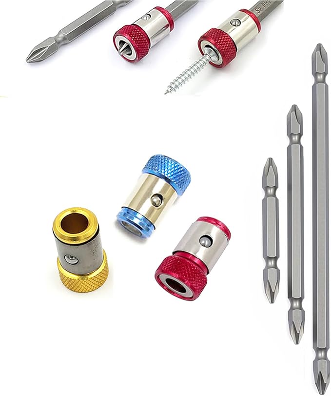 3 Pieces Magnetic Screw Ring With 3 Pieces Ph2 Screwdriver Bit Set 65/100/150mm,Magnetizer Screw Removable For 1/4 Inch/6.35mm Hex Screwdriver and Power Bits (MIX)