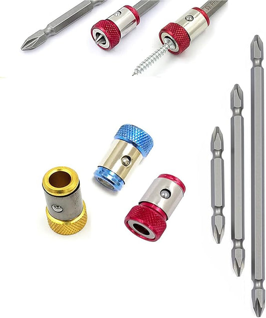 3 Pieces Magnetic Screw Ring With 3 Pieces Ph2 Screwdriver Bit Set 65/100/150mm,Magnetizer Screw Removable For 1/4 Inch/6.35mm Hex Screwdriver and Power Bits (MIX)