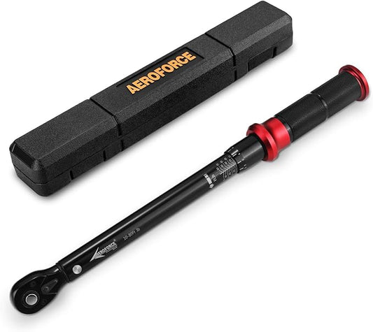 AEROFORCE 3/8-Inch Drive Torque Wrench竊?0-80 lb.ft / 13.6-108.8 Nm),72 Tooth Dual Direction Reversible Ratchet, Dual Range Scales, Precision Calibrated for Bike, Motorcycle and Car Repair