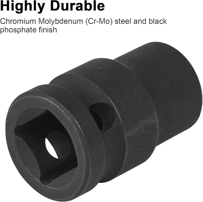 JETECH 1/2 Inch Drive 13mm Standard Impact Socket, Chrome Molybdenum Alloy Steel, 6-Point Design, Metric