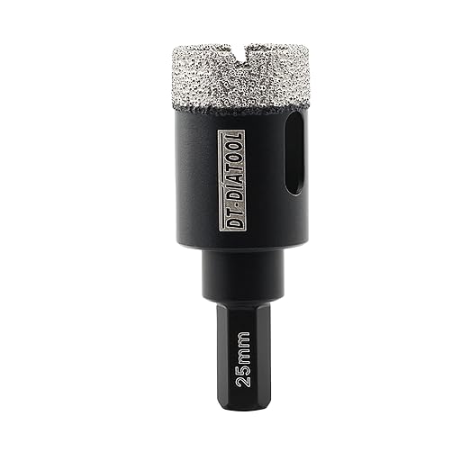 DT-DIATOOL Diamond Core Drill Bit 1 Inch for Porcelain Tile Ceramic Marble Artificial Stone Diamond Hole Saw Hex Shank
