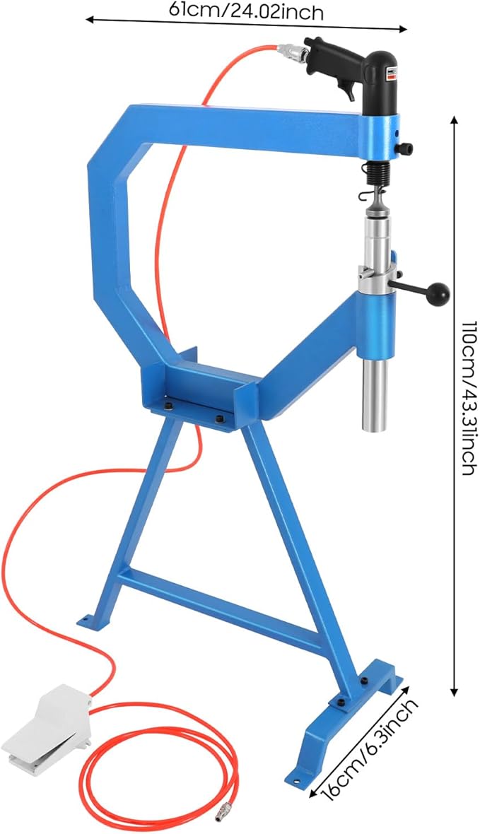 Pneumatic Planishing Hammer, 4 Inch Metal Shaping tools，Planishing Hammer Bending Machine with 1" 2" 3" Anvils and Foot Pedal, Power Hammer for Auto Body Repair, Blacksmithing, and Sheet Metal Work