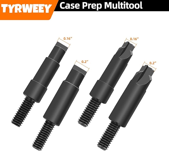 Case Prep Multitool, Case Chamfer Deburring Tools for Reloading, Primer Pocket Reamers and Cleaners for Removing Crimps (Orange)