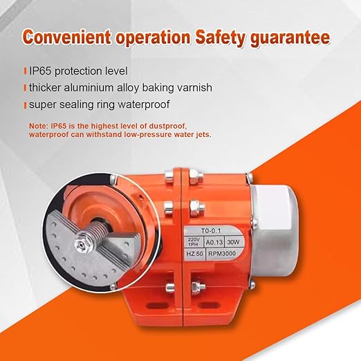 ATO AC 30W 3600rpm Concrete Vibrator Motor Adjustable Amplitude Low Noise Concrete Vibration Motor Aluminum Alloy Vibrating Vibrators for Shaker Table 1 Phase 110V