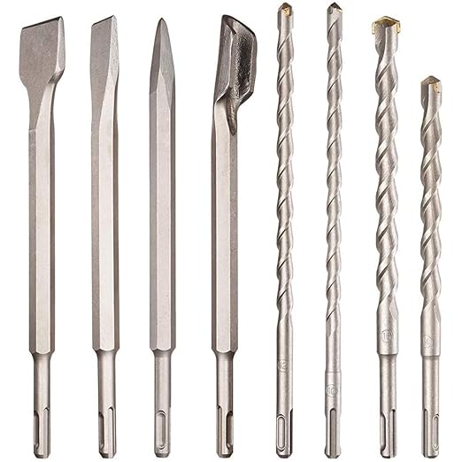 SagaSave 17 PCS Rotary Hammer SDS Plus Drill Bits & Chisel Set, Carbide Tipped Concrete Masonry Hole Tool with Storage Case for Drilling Concrete, Masonry, Bricks and Stone Blue
