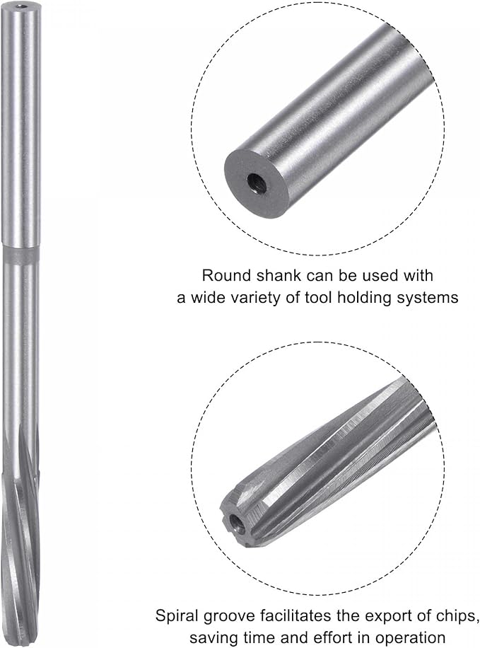 uxcell Chucking Reamers, 7mm H7 4241 High Speed Steel Spiral Flutes Lathe Machine Reamer Milling Cutter