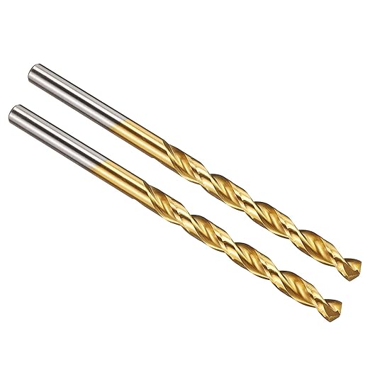 PATIKIL 4.6mm Drill Bit, M42 8% Cobalt High-Speed Steel Jobber Straight Shank 135° Titanium Nitride (TiN) Coated for Hard Metal Stainless Steel - 2 Pack