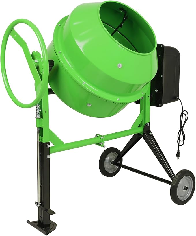 Electric Concrete Mixer 5.7 Cu Ft 160L Power Cement Mixer 650W Wheelbarrow Mixing Machine with Stand And Wheels for Stucco, Mortar, Seed