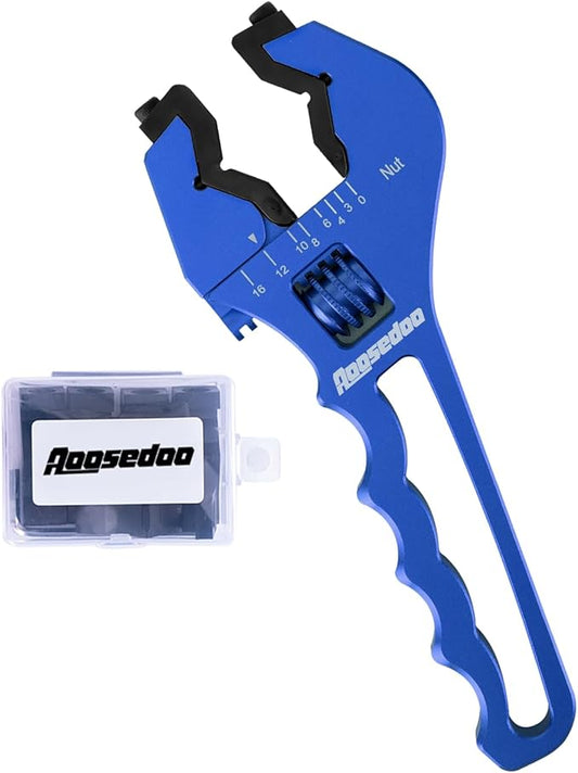 AOOSEDOO AN Fitting Wrench, AN Fitting Tool, AN Hose Fitting Wrench For 3AN-16AN Fittings Lightweight Aluminum Blue. (With Anti-scratching Jackets)