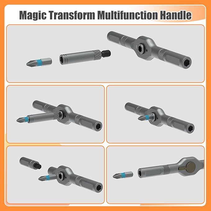 42 in 1 Ratchet Screwdriver Set, Magnetic Screwdriver Set with Detachable Ratchet Handle Portable Compact Repair Tool Kit for Furniture, Computer, Bicycle, Doorbell and DIY