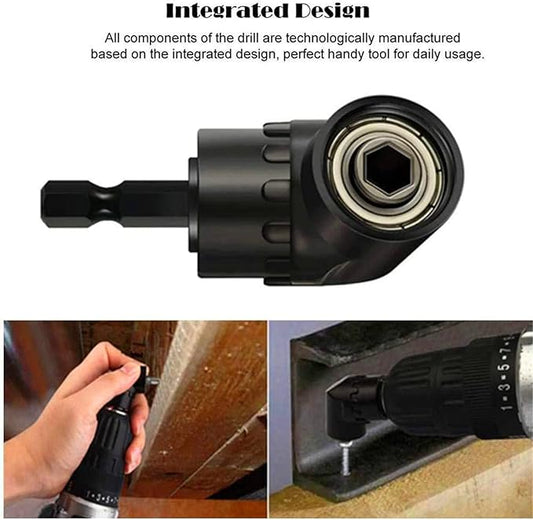 105 Degree Right Angle Drill Adapter Set, 1/4-1/2 Inch Socket Adapters, 4-in-1 Impact Grade Extension Kit with 360째 Rotation for Household Workplace Industry