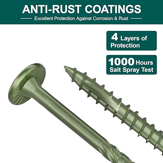 #14 Heavy-Duty Wood Screws, Star Drive Deck Screws, Rust Resistant Timber Screws for Timber/Log/Landscaping Wood (6 Inch,50Pcs,Green)